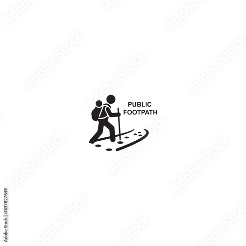 Black Hiking icon. Walking. Public footpath. Trail. Vector icon isolated on white background.