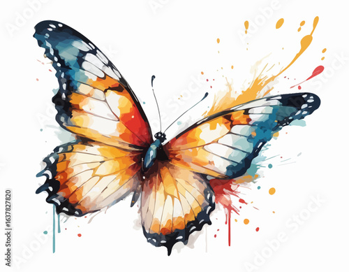 Beautiful Colorful Butterfly with white background vector 