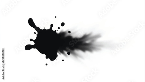 Black Ink Splatter on White Background. Abstract Black Ink Splashes. Ink Splatter Texture.
