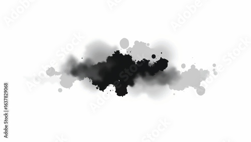 Black Ink Splatter on White Background. Abstract Black Ink Splashes. Ink Splatter Texture.