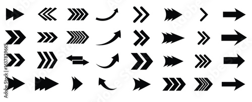 Arrow Solid Icons. Vector Illustration. Design Element. Contains such icons as Direction, Traffic Sign, Navigation, User Interface Design, Flow Chart.