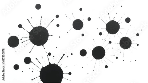 Black Ink Splatter on White Background. Abstract Black Ink Splashes. Ink Splatter Texture.