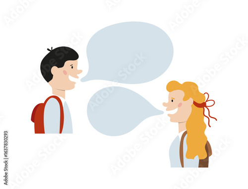 couple of pupils with speech bubble avatar character