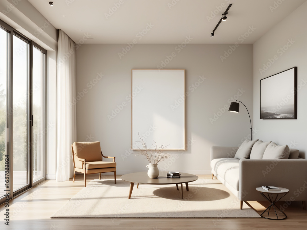 Fototapeta premium modern living room with white furniture