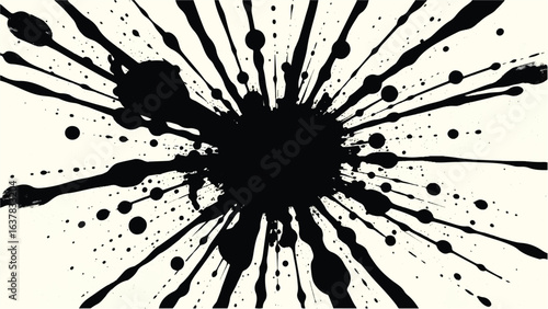 Black Ink Splatter on White Background. Abstract Black Ink Splashes. Ink Splatter Texture.