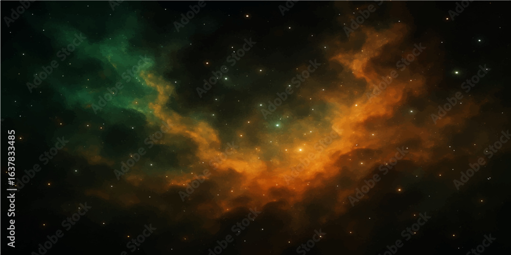 Fototapeta premium Abstract dark blue space nebula with glowing stars