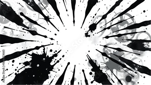 Black Ink Splatter on White Background. Abstract Black Ink Splashes. Ink Splatter Texture.