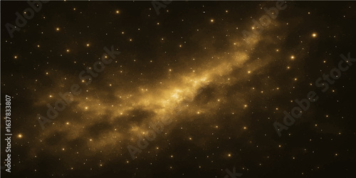 Deep blue galaxy nebula illustration with a swirling starfield and dark particles in motion