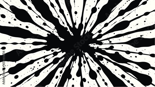 Black Ink Splatter on White Background. Abstract Black Ink Splashes. Ink Splatter Texture.