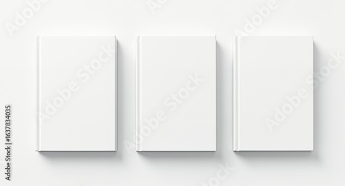 Blank Book Cover Mockup Three White Hardcover Designs for Your Next Project