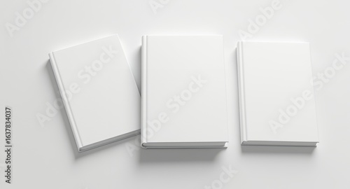 Blank Book Cover Mockup Three White Hardcover Books for Your Design