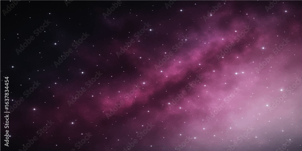 Obraz premium An abstract, dark blue cosmic background with a bright, star-filled nebula illustrates the deep and mysterious universe