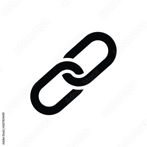 Vector illustration of black chain link symbol isolated on white background