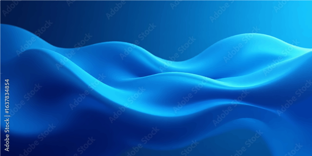 Fototapeta premium Smoothly flowing abstract blue waves and light curves create a soft, silky background texture