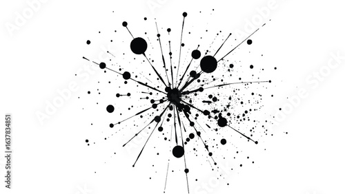 Black Ink Splatter on White Background. Abstract Black Ink Splashes. Ink Splatter Texture.