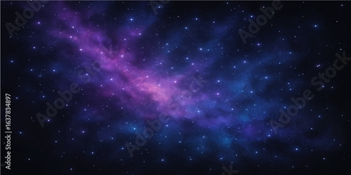 An abstract blue space background with a starry nebula and bright light