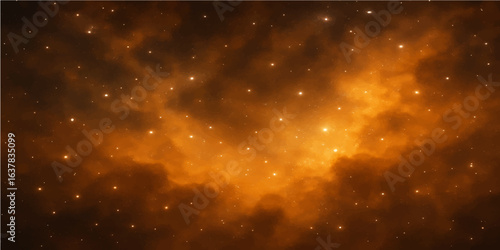 An abstract and vibrant nebula glows with a cosmic light against a starry night sky, illuminating the dark expanse of the universe