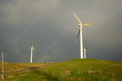 Wind turbines at golden hour