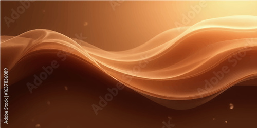 Dark chocolate background with a flowing golden wave pattern creates a luxurious abstract design with a smooth, silky texture