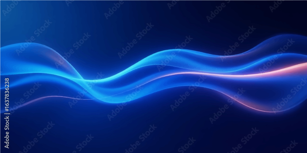 Fototapeta premium Abstract blue wave design with flowing lines and a light, dynamic curve