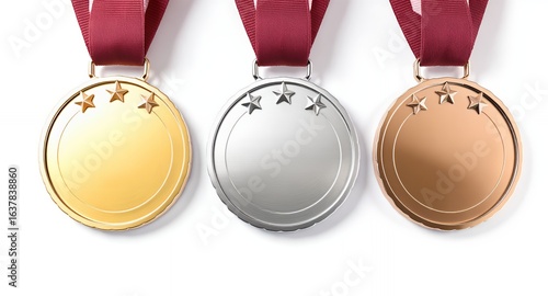 Gold, Silver, Bronze Medals Award Winning Achievement Recognition
