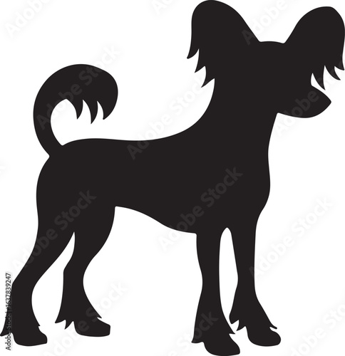 Playful chinese crested dog illustration with vibrant colors