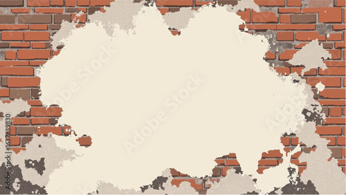 Weathered Brick wall background. Damaged brick wall texture. Illustration of a weathered brick wall.	