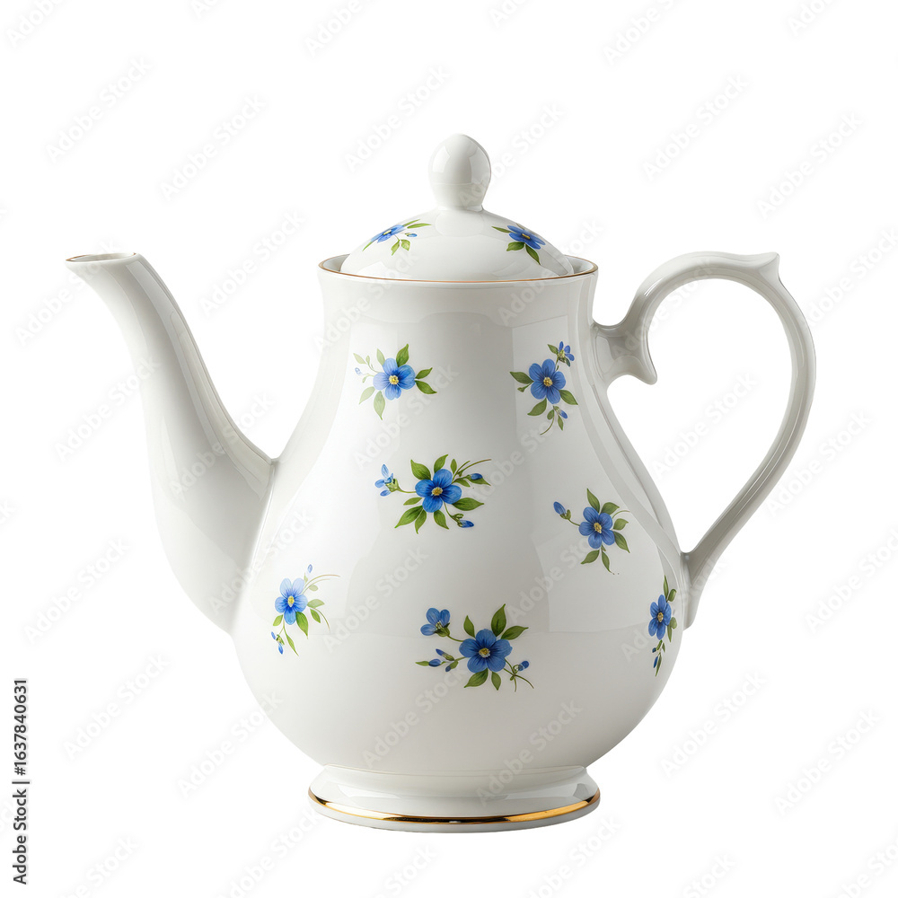 Fototapeta premium Vintage porcelain teapot with blue flowers a classic elegant kitchenware for tea party