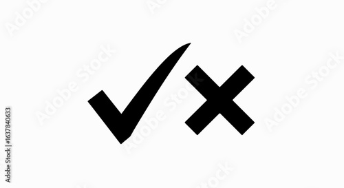 Bold black checkmark and cross icons representing approval and rejection, yes and no.