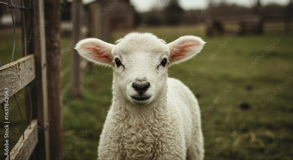 Adorable Lamb Portrait in a Meadow at Farm Animal Photography Adorable Lamb Portrait in a Meadow at Farm Animal Photography