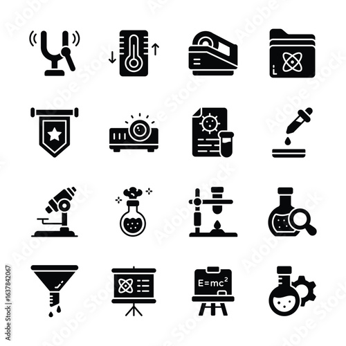 Get this trendy pack of science and research glyph icons
