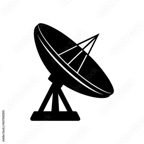 Silhouette satellite dish on transparent background