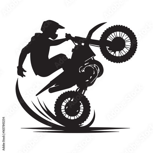 Motocross Dirt Bike Rider Stunt Silhouette