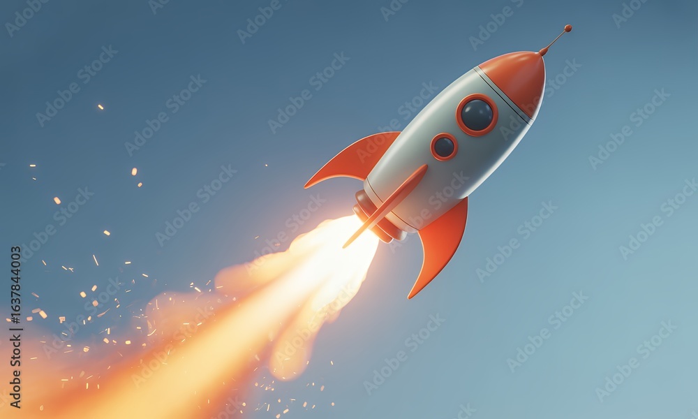 Fototapeta premium Retro Rocket Launching Ignite Your Business Growth Achieve Success