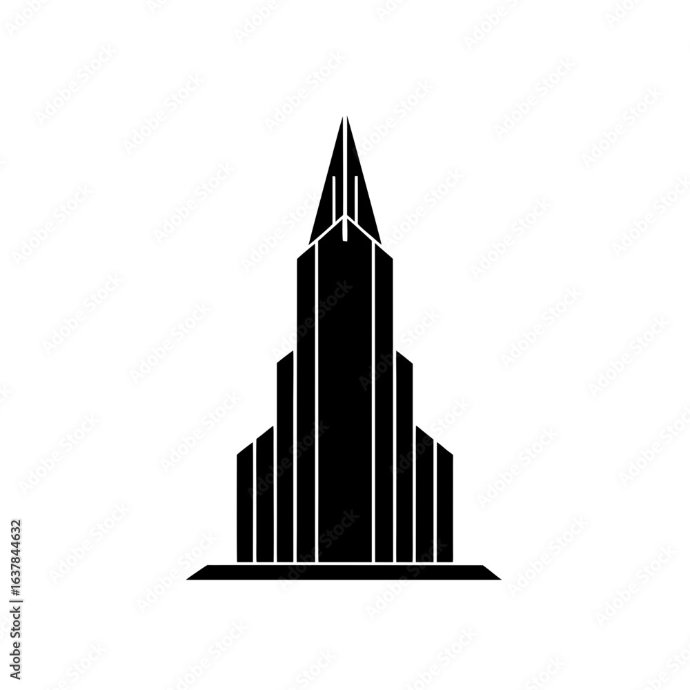 Fototapeta premium Building black shape on transparent background silhouette
