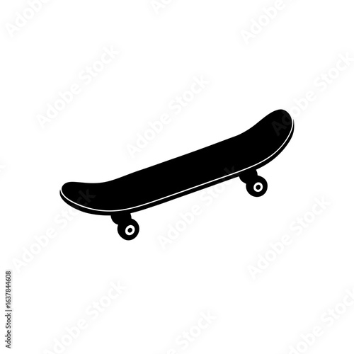 A skateboard in black on transparent background silhouette