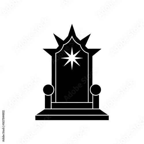 Starry throne icon on transparent background silhouette