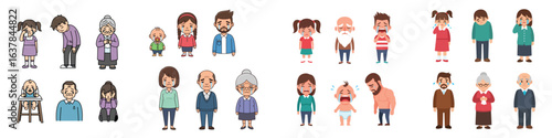 Set of Crying and Sad People of All Ages Showing Negative Emotions