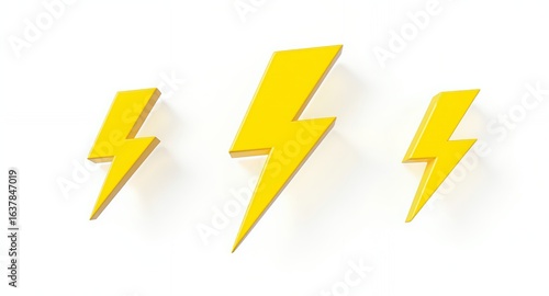 Free Download Yellow Lightning Bolt Icons 3D Rendered Power Symbols for Branding Design - GFXLoad
