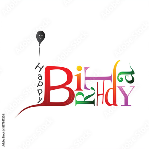 Happy birthday creative multi colour text png birthday text effect vector transparent background images