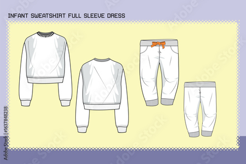  INFANT SWEATSHIRT FULL SLEEVE DRESS FLAT SKETCH FASHION TEMPLATE TECHNICAL DRAWING ILLUSTRATION.cdr