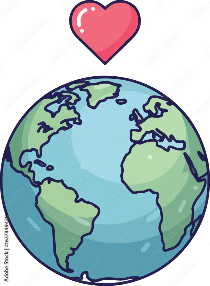 Naklejka premium Conceptual illustration of love for our planet Earth.