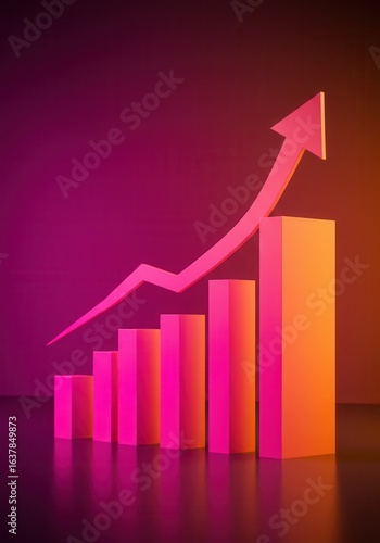 Free Download A pink and orange graph with an upward arrow, symbolizing business growth, success, and financial progress - GFXLoad