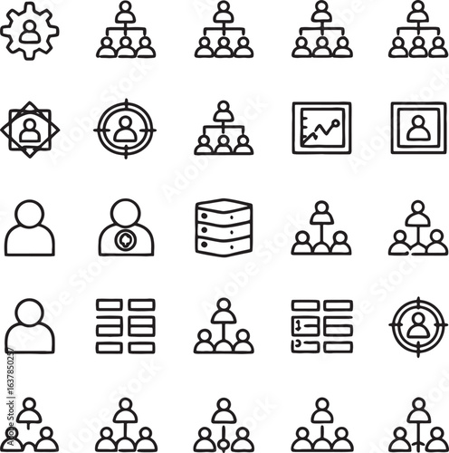 Business and Management Line Icon Set
