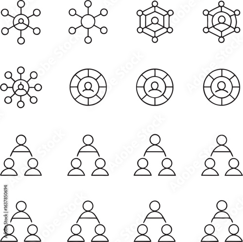 Business structure and network concept icons