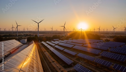 Serene Sunset Over Wind Turbines