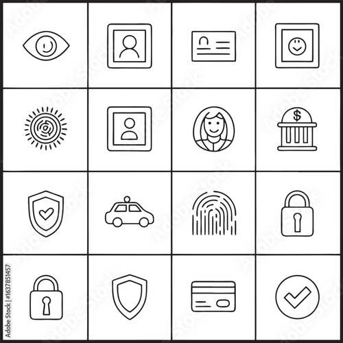 Security and Identification Line Icon Set