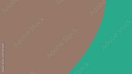 This sleek abstract background features a smooth, gentle curved division between calming muted brown and vibrant teal, offering a harmonious and elegant modern design.