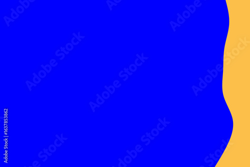Vibrant sapphire blue water meets a warm, golden, curving sandy beach in this simple yet evocative abstract background design, perfect for various projects.