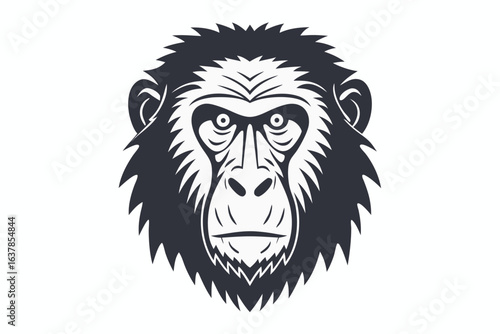 The detailed gorilla head showcases a strong, geometric design with stark color contrasts